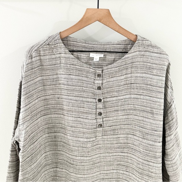 J. Jill Lagenlook Dolman Sleeve Linen Blouse Gray Size Medium - Picture 3 of 6